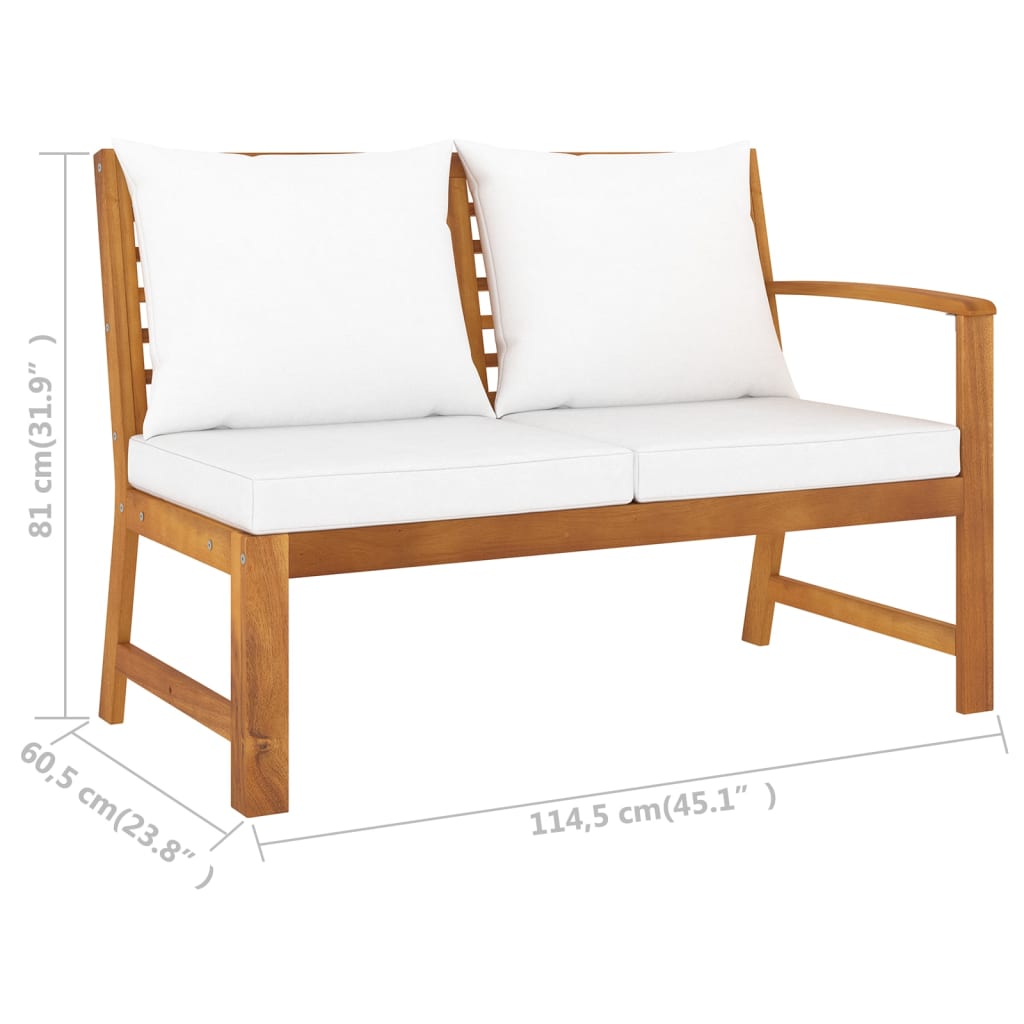 Muebles de jardín 6 pzas cojines crema madera maciza de acacia