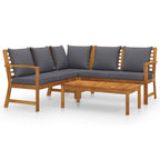 Muebles de jardín 4 pzas cojines crema madera maciza de acacia