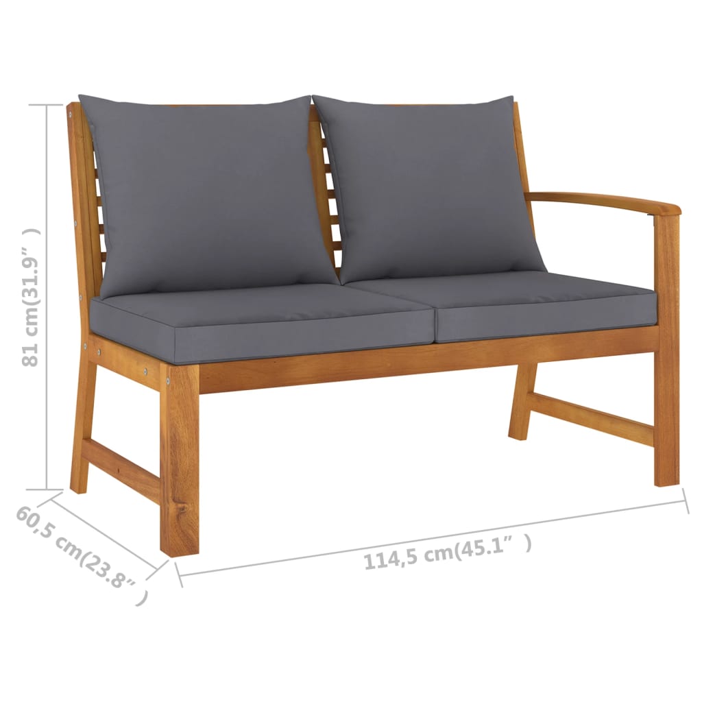 Muebles de jardín 4 pzas cojines crema madera maciza de acacia