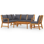 Juego de muebles jardín 5 pzas con cojines madera maciza acacia