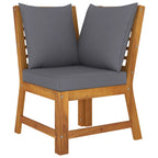 Juego de muebles jardín 5 pzas con cojines madera maciza acacia