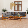 Juego de muebles jardín 6 pzas con cojines madera maciza acacia