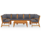 Muebles de jardín 9 pzas cojines crema madera maciza de acacia