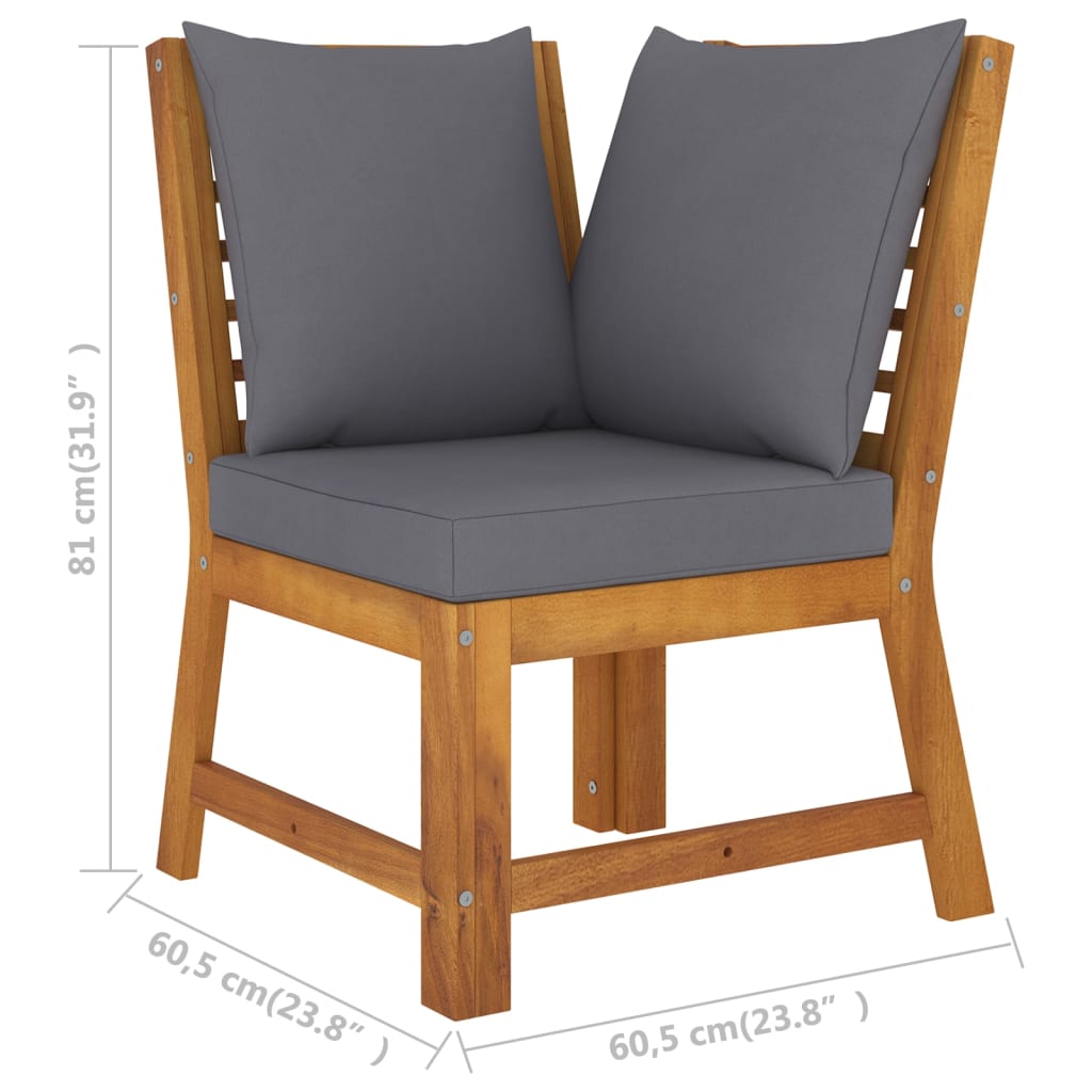 Muebles de jardín 9 pzas cojines crema madera maciza de acacia