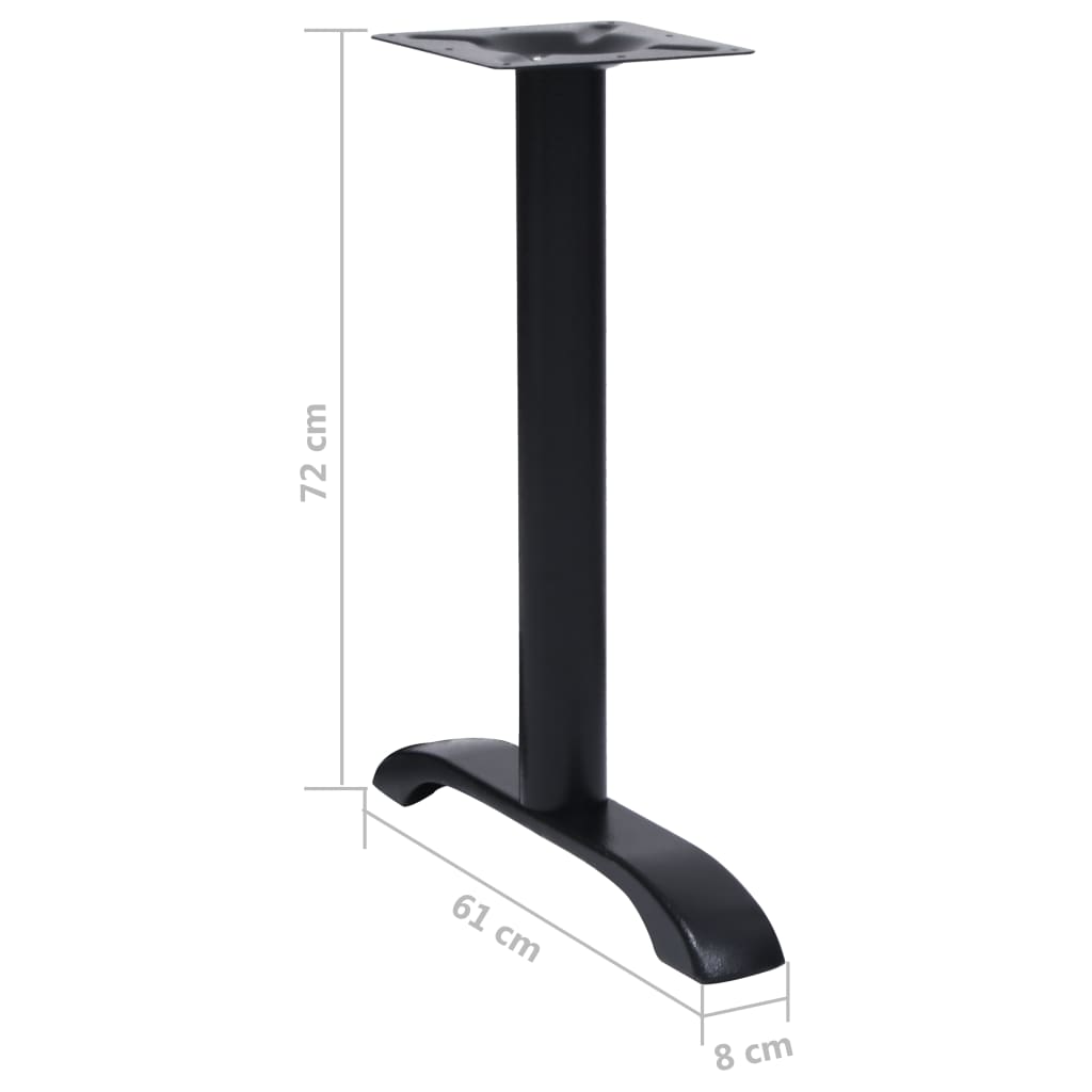 Patas para mesa de bistró 2 uds. Hierro fundido negro 61x8x72cm