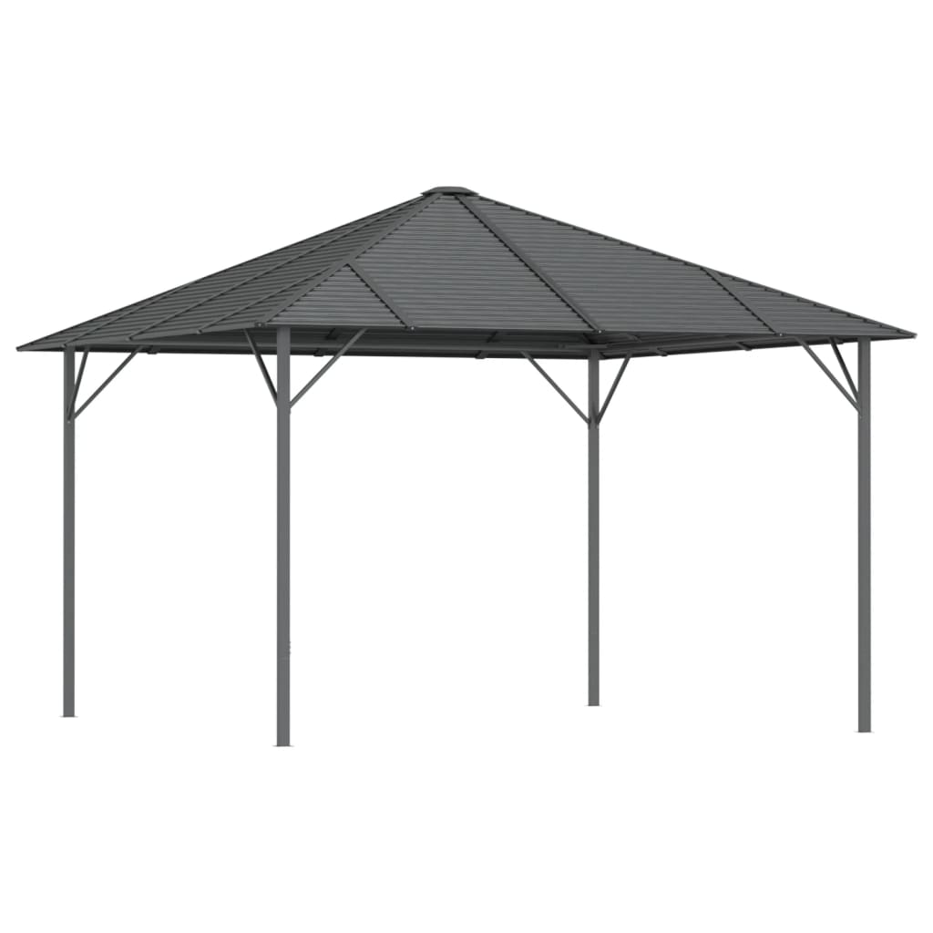 Cenador con techo gris antracita 3x3 m