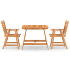 Juego de comedor para jardín 3 piezas madera maciza de acacia