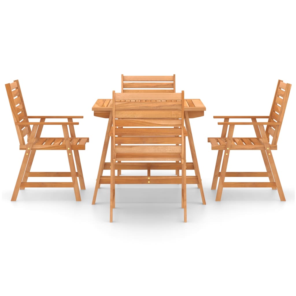 Juego de comedor para jardín 5 piezas madera maciza de acacia