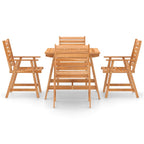 Juego de comedor para jardín 5 piezas madera maciza de acacia