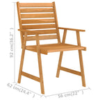 Juego de comedor para jardín 5 piezas madera maciza de acacia