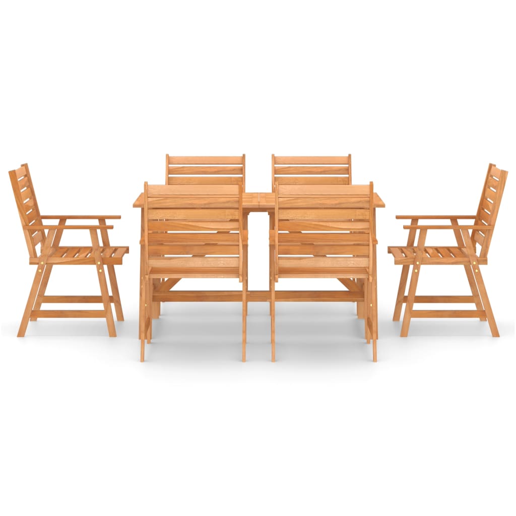 Juego de comedor para jardín 7 piezas madera maciza de acacia
