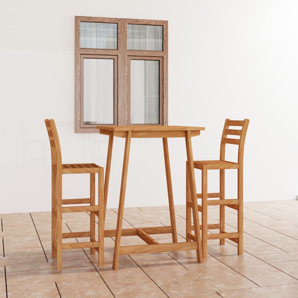 Mesa y sillas de bar para jardín 3 pzas madera maciza de acacia