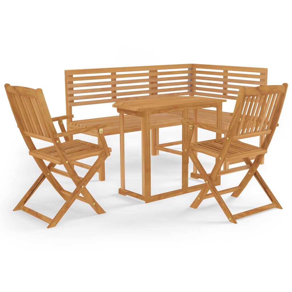 Juego de bistró para jardín 4 piezas madera maciza de acacia
