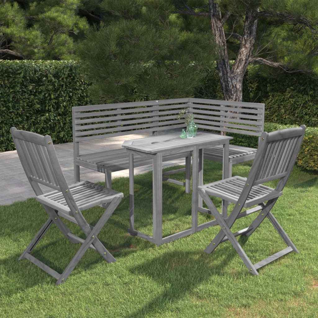 Juego de bistró para jardín 4 piezas madera maciza de acacia