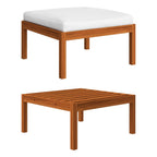 Conjunto de jardín de 5 piezas con cojines, madera color crema, acacia y cuerda