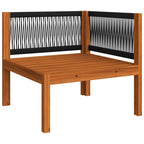 Conjunto de jardín de 5 piezas con cojines, madera color crema, acacia y cuerda