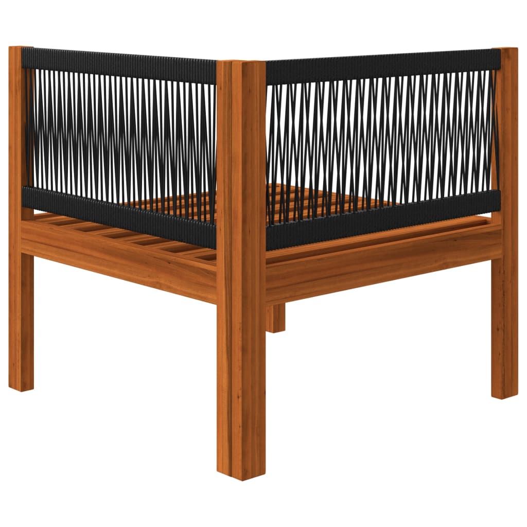 Conjunto de jardín de 5 piezas con cojines, madera color crema, acacia y cuerda
