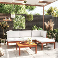 Conjunto de jardín de 5 piezas con cojines, madera color crema, acacia y cuerda