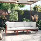 3-seater garden sofa with acacia wood and rope cushion