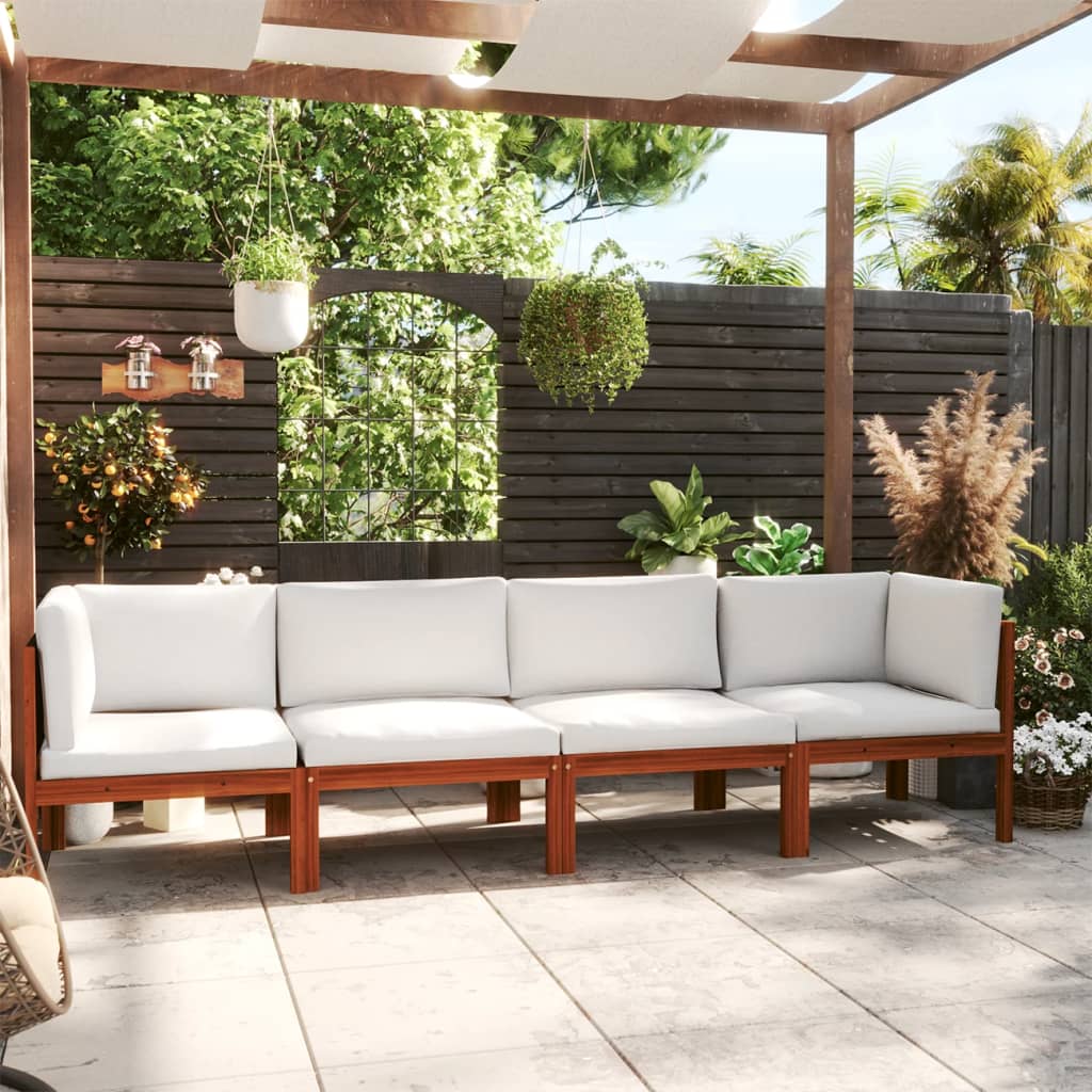 Sofá de jardín de 3 plazas con cojín madera maciza de acacia
