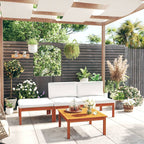 Conjunto de jardín 4 piezas con cojines color crema 63x63 cm
