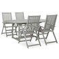 Conjunto de comedor de jardín de 5 piezas (150-200 cm) x 100 cm, madera maciza de acacia gris