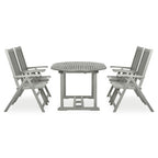 Conjunto de comedor de jardín de 5 piezas (150-200 cm) x 100 cm, madera maciza de acacia gris