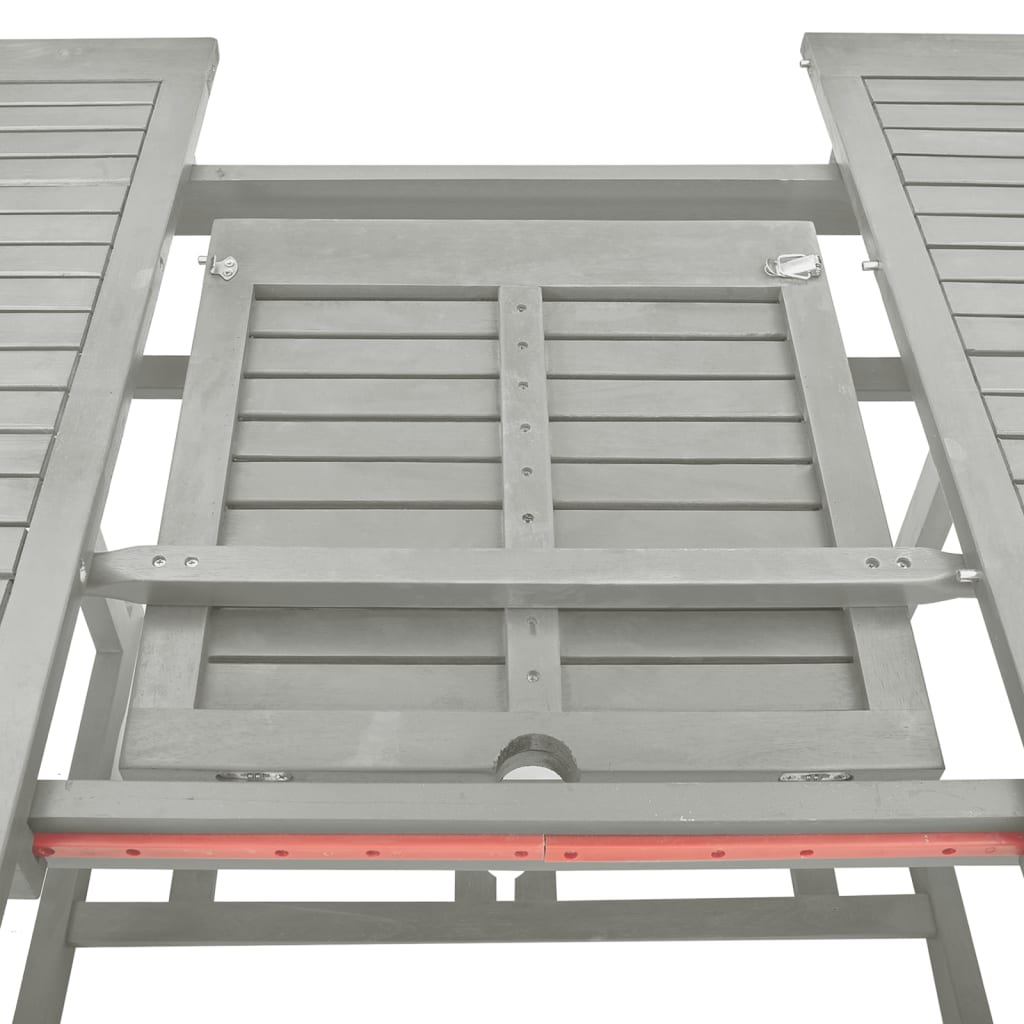 Conjunto de comedor de jardín de 5 piezas (150-200 cm) x 100 cm, madera maciza de acacia gris