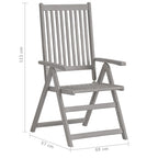 Conjunto de comedor de jardín de 5 piezas (150-200 cm) x 100 cm, madera maciza de acacia gris