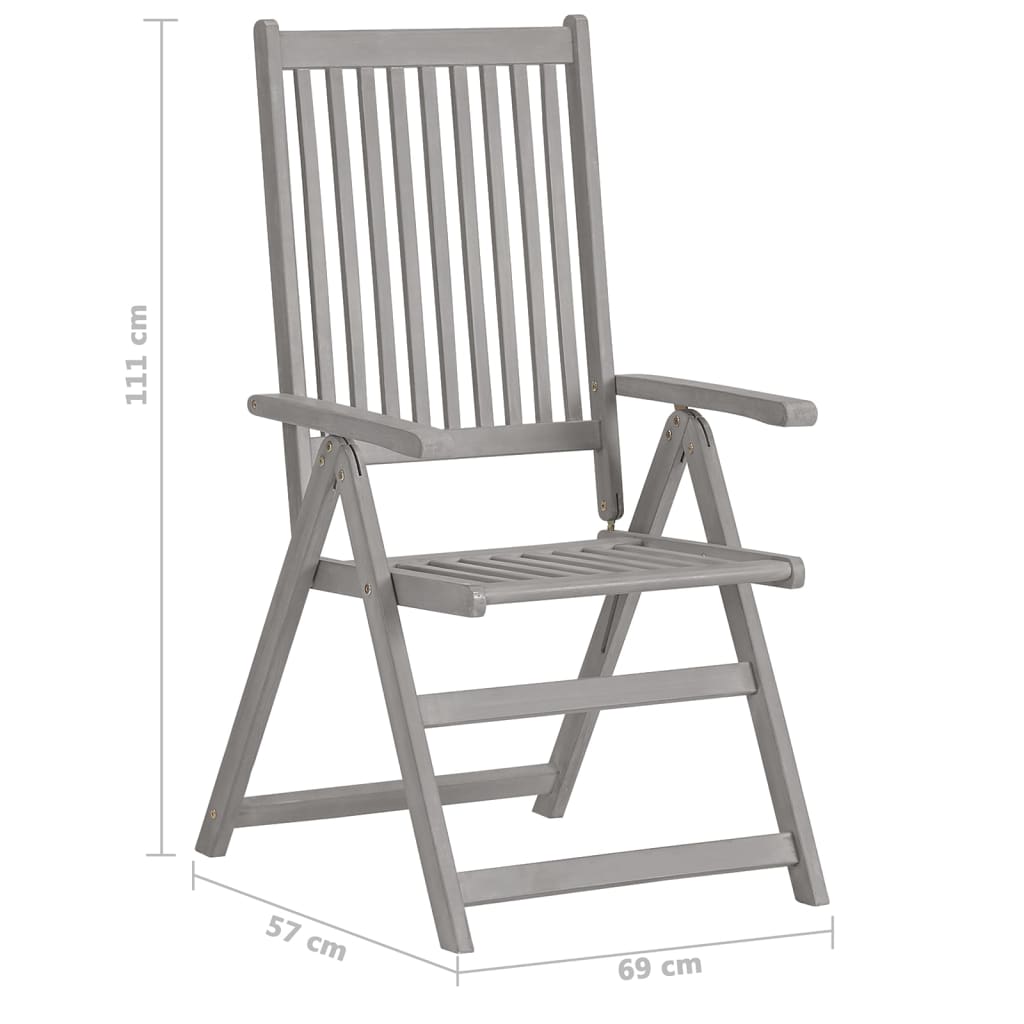Conjunto de comedor de jardín de 5 piezas (150-200 cm) x 100 cm, madera maciza de acacia gris