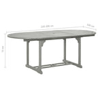 Conjunto de comedor de jardín de 5 piezas (150-200 cm) x 100 cm, madera maciza de acacia gris