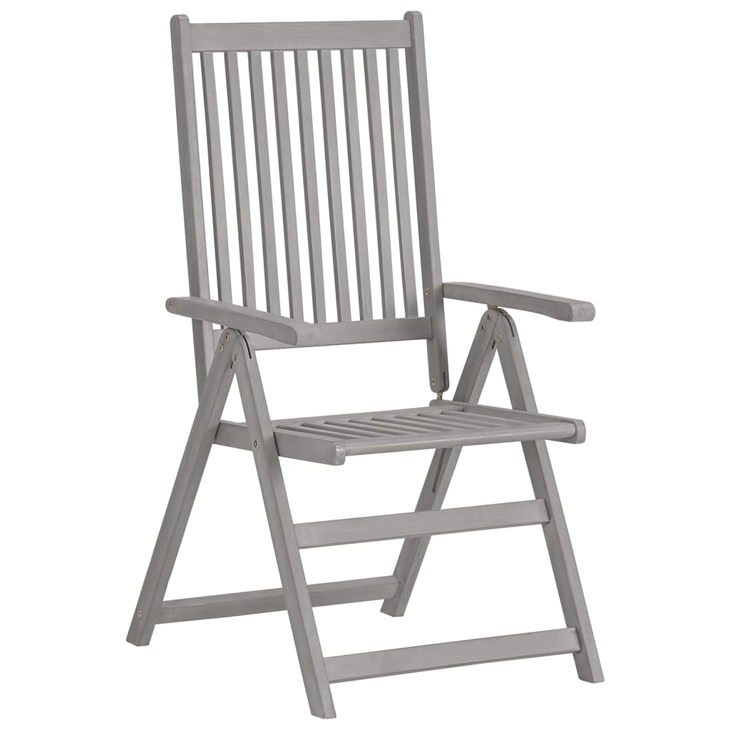 Conjunto de comedor de jardín de 5 piezas (150-200 cm) x 100 cm, madera maciza de acacia gris
