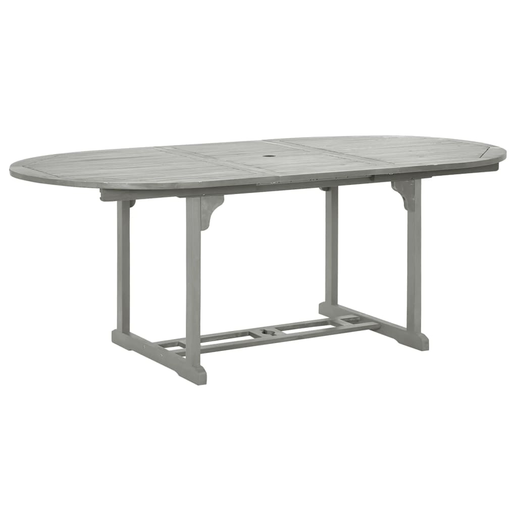 Conjunto de comedor de jardín de 5 piezas (150-200 cm) x 100 cm, madera maciza de acacia gris