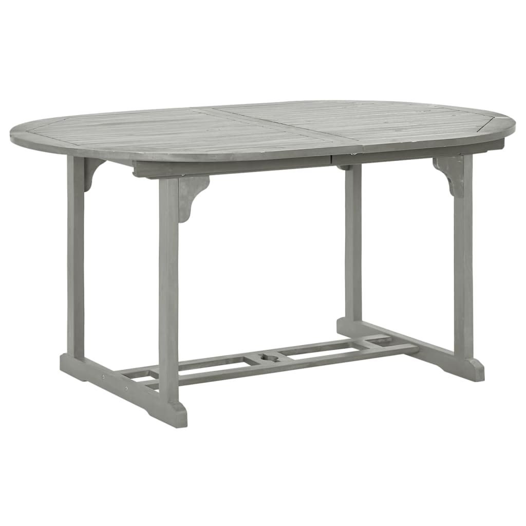 Conjunto de comedor de jardín de 5 piezas (150-200 cm) x 100 cm, madera maciza de acacia gris