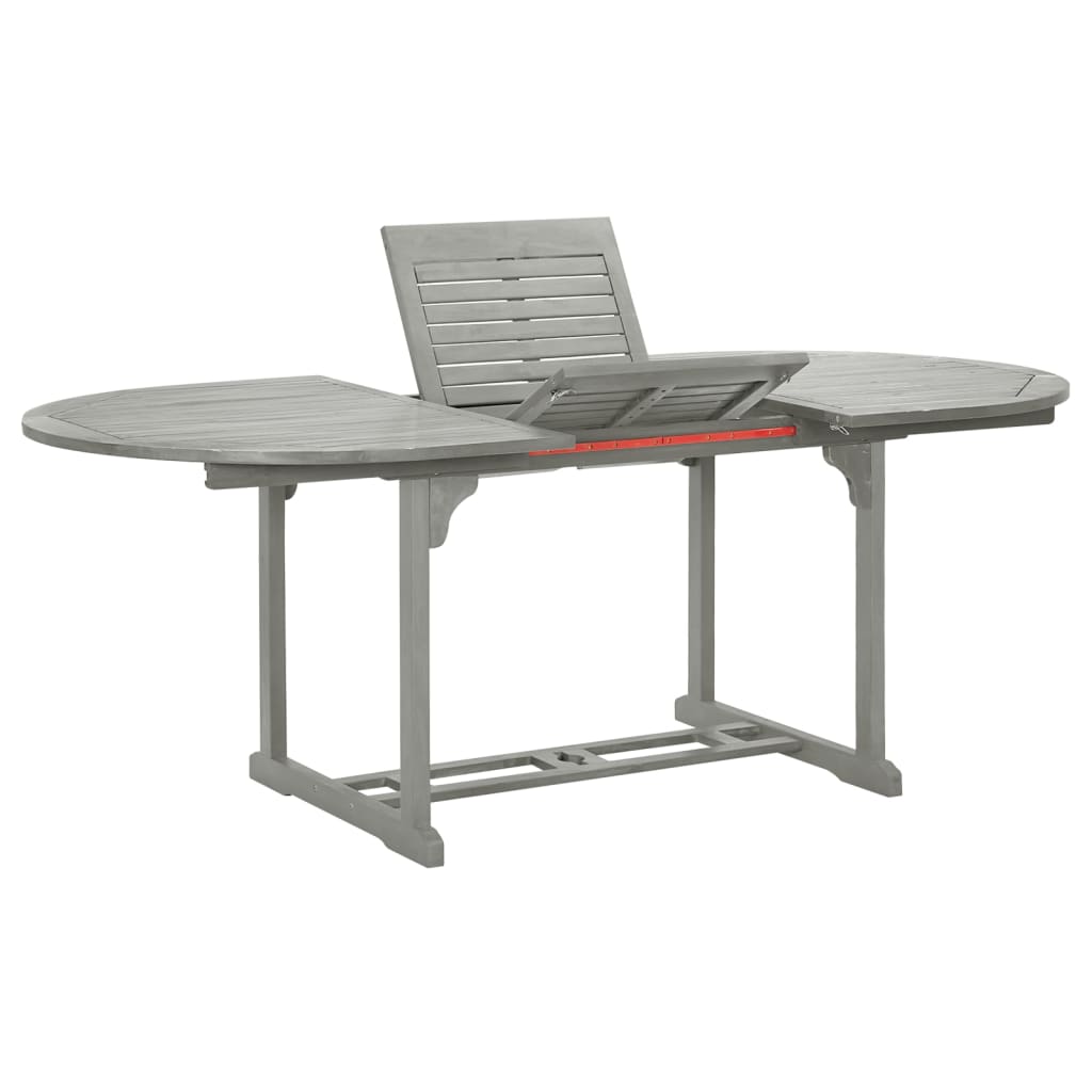 Conjunto de comedor de jardín de 5 piezas (150-200 cm) x 100 cm, madera maciza de acacia gris