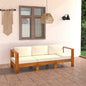 3-seater garden sofa with cream cushion, solid acacia wood