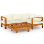 Conjunto de jardín 5 piezas con cojines 100x60 cm madera de acacia