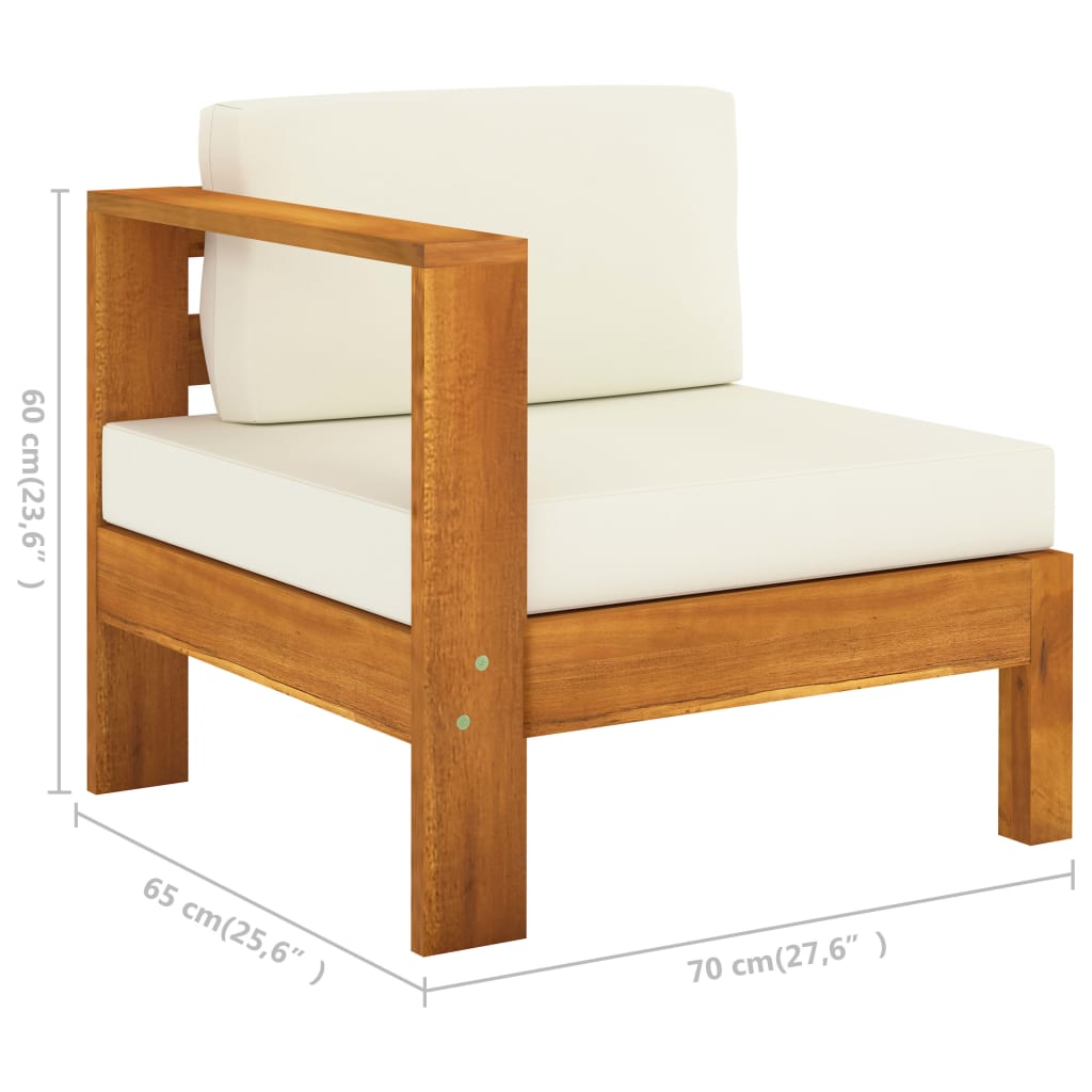 Conjunto de jardín 5 piezas con cojines 100x60 cm madera de acacia