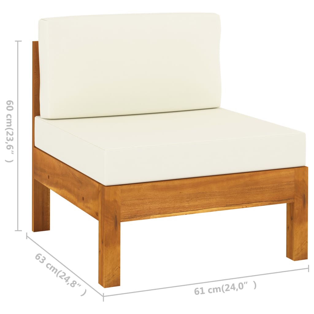 Conjunto de jardín 5 piezas con cojines 100x60 cm madera de acacia