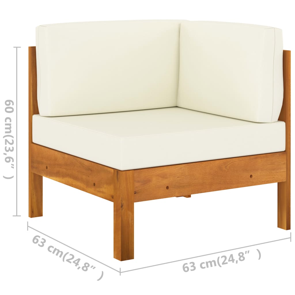 Conjunto de jardín 5 piezas con cojines 100x60 cm madera de acacia