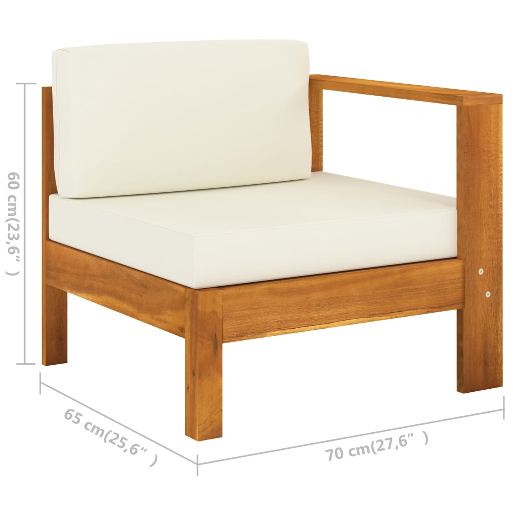 Conjunto de jardín 5 piezas con cojines 100x60 cm madera de acacia