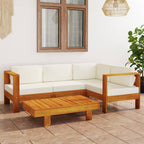 Conjunto de jardín 5 piezas con cojines 100x60 cm madera de acacia
