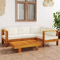 Conjunto de jardín 5 piezas con cojines 100x60 cm madera de acacia