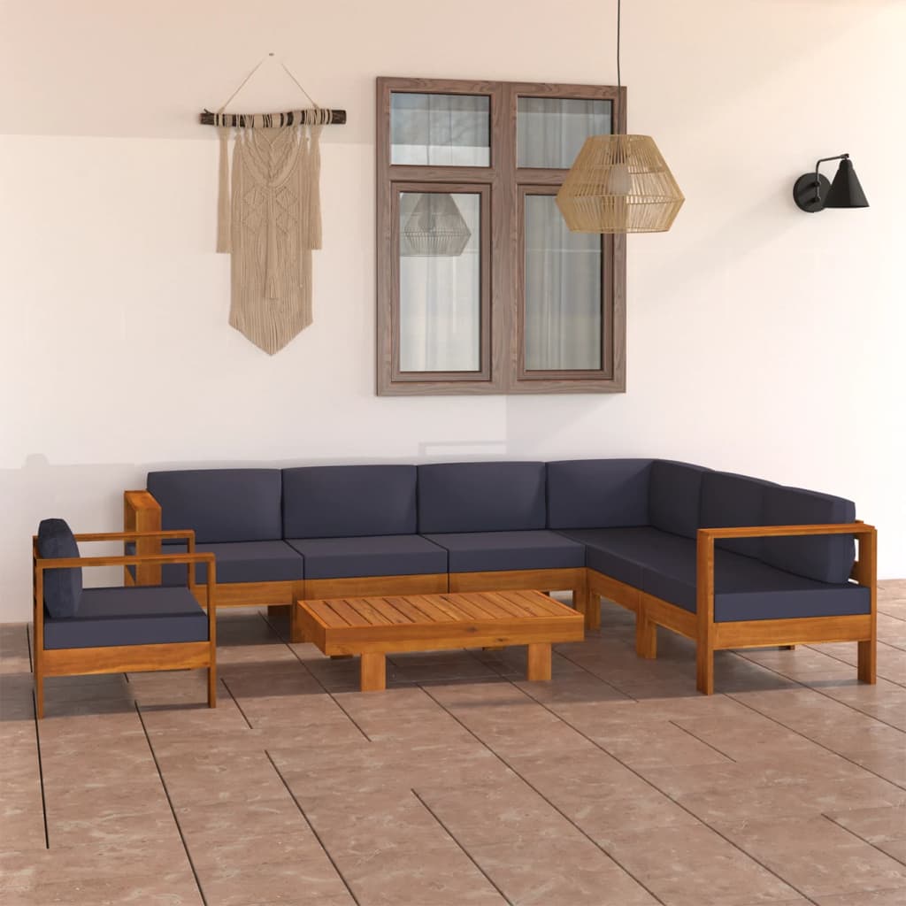 Conjunto de jardim 5 peças com almofadas 100x60 cm madeira de acácia