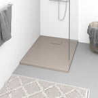 Plato de ducha de jardín WPC acero inoxidable gris 110x62 cm