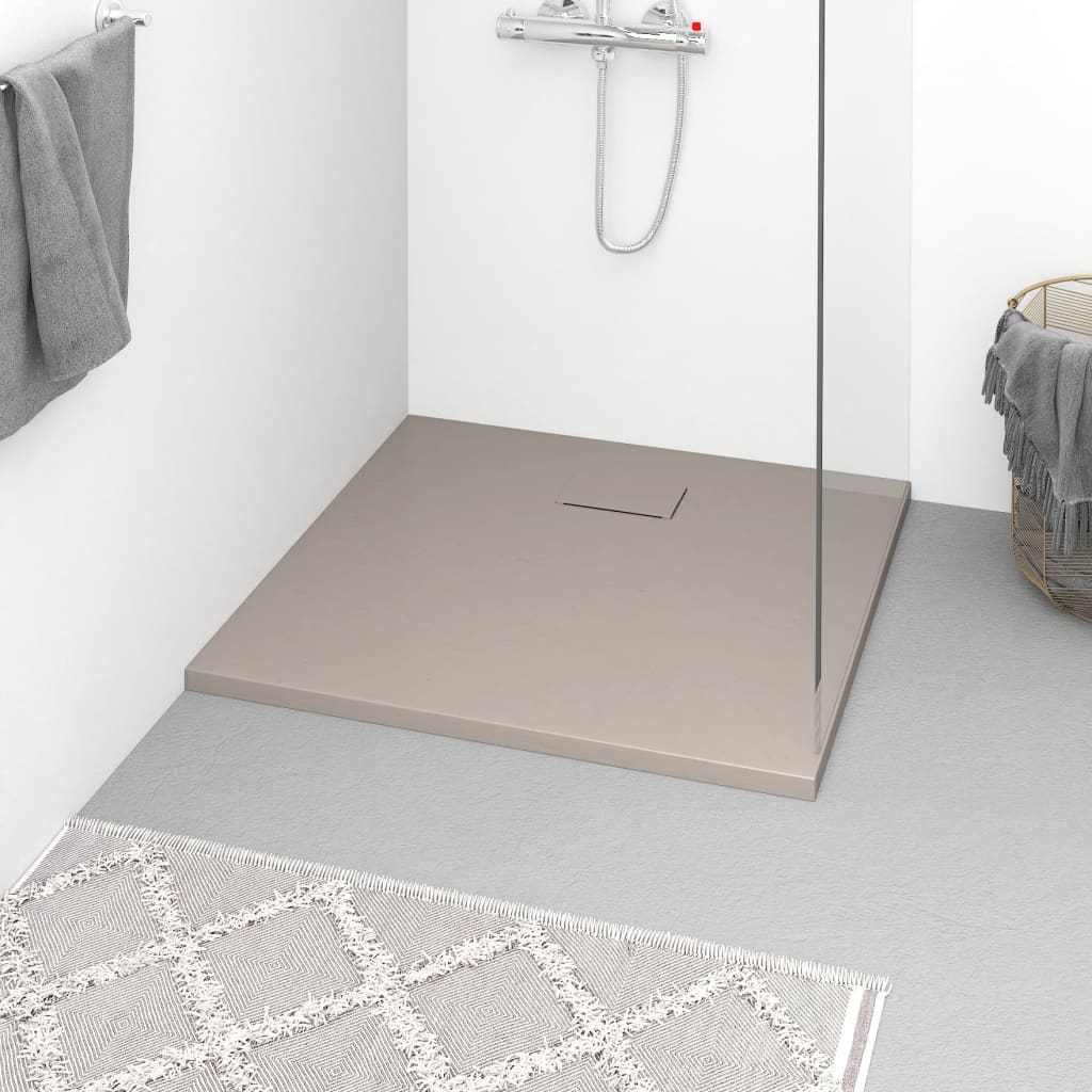 Plato de ducha de jardín WPC acero inoxidable gris 110x62 cm