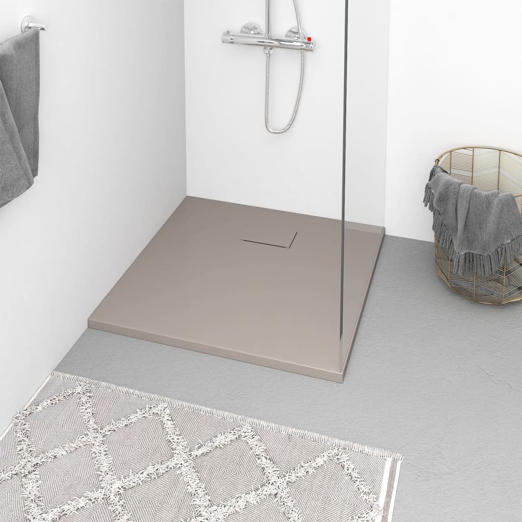 Plato de ducha de jardín WPC acero inoxidable gris 110x62 cm