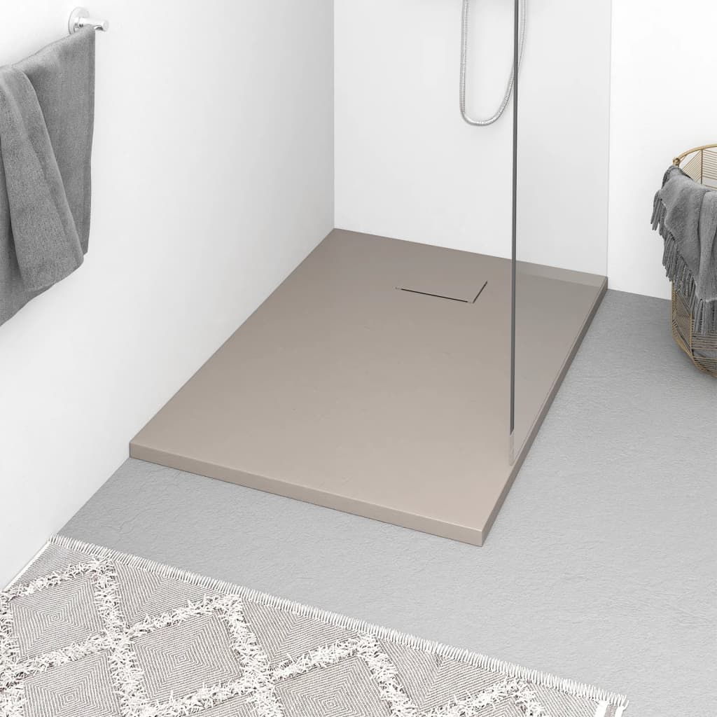 Plato de ducha de jardín WPC acero inoxidable gris 110x62 cm