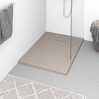 Plato de ducha de jardín WPC acero inoxidable gris 110x62 cm