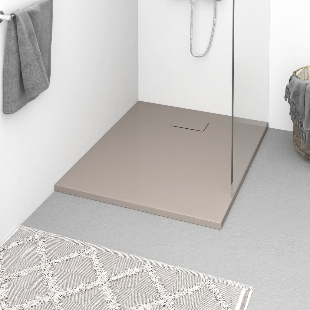 Plato de ducha de jardín WPC acero inoxidable gris 110x62 cm